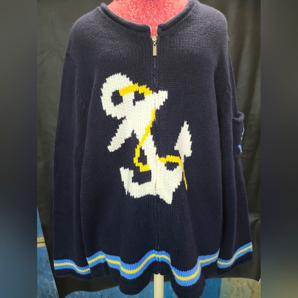 Liz Claiborne zip-up Anchor sweater size 1